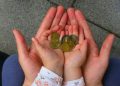 holding coins in hand for the future