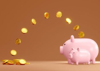 coins jump into piggy bank