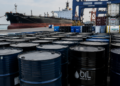 Oil barrels at a port