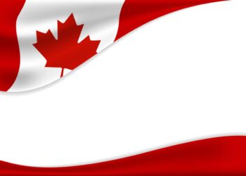 Canada day banner background design of flag