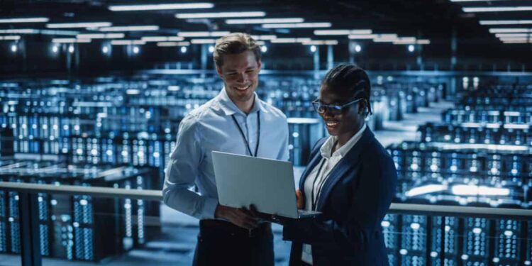Data center servers IT workers