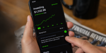 A person using Robinhood app on phone